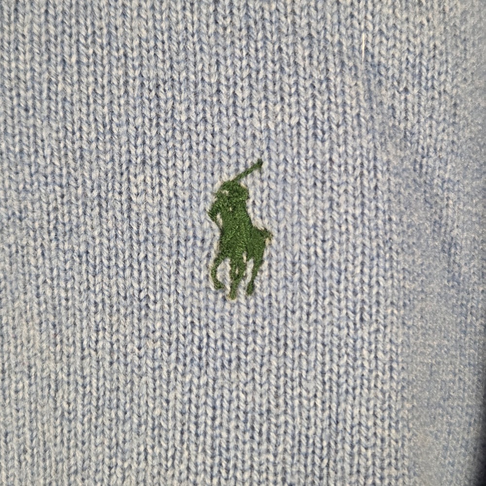 Polo Ralph Lauren Mens XL Light Blue 100% Lambswool V-Neck Sweater Italian Yarn‎ - Picture 3 of 10